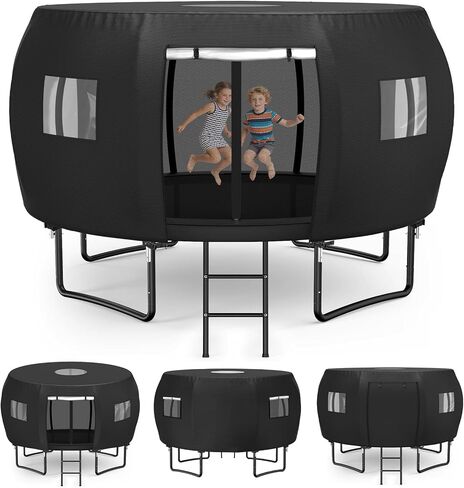 غطاء/خيمة ترامبولين خارجية بطول 14 قدم من ستارتو، مناسب لـ 8 أقطاب منحنية ترامبولين مستدير، مقاوم للماء والأشعة فوق البنفسجية ومقاوم للرياح، سهل التركيب، أسود (غطاء فقط) in Kuwait
