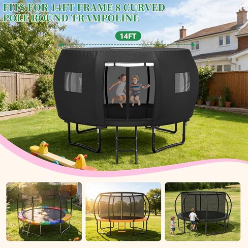 غطاء/خيمة ترامبولين خارجية بطول 14 قدم من ستارتو، مناسب لـ 8 أقطاب منحنية ترامبولين مستدير، مقاوم للماء والأشعة فوق البنفسجية ومقاوم للرياح، سهل التركيب، أسود (غطاء فقط) in Kuwait