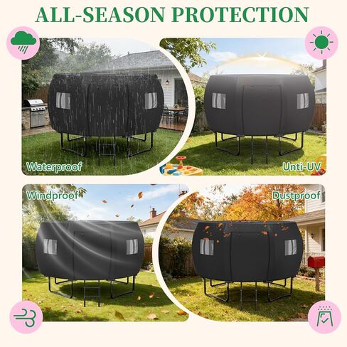 غطاء/خيمة ترامبولين خارجية بطول 14 قدم من ستارتو، مناسب لـ 8 أقطاب منحنية ترامبولين مستدير، مقاوم للماء والأشعة فوق البنفسجية ومقاوم للرياح، سهل التركيب، أسود (غطاء فقط) in Kuwait