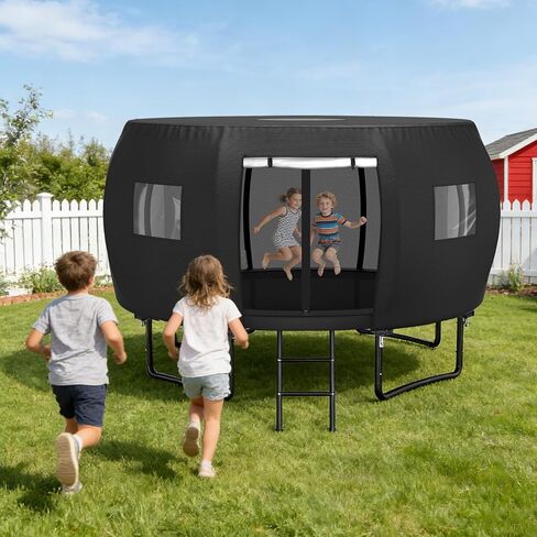 غطاء/خيمة ترامبولين خارجية بطول 14 قدم من ستارتو، مناسب لـ 8 أقطاب منحنية ترامبولين مستدير، مقاوم للماء والأشعة فوق البنفسجية ومقاوم للرياح، سهل التركيب، أسود (غطاء فقط) in Kuwait