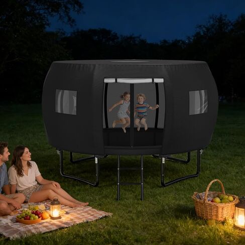 غطاء/خيمة ترامبولين خارجية بطول 14 قدم من ستارتو، مناسب لـ 8 أقطاب منحنية ترامبولين مستدير، مقاوم للماء والأشعة فوق البنفسجية ومقاوم للرياح، سهل التركيب، أسود (غطاء فقط) in Kuwait