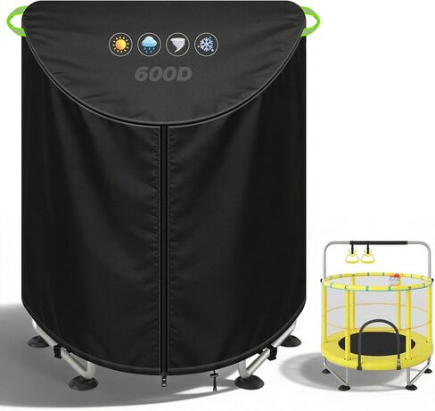 Mini Trampoline Cover 55 Inch, Heavy Duty 600D Oxford Waterproof UV Resistant Windproof Round Trampolines Cover, Outdoor Toddler Trampolines Protect Covers with Drawstring & Buckles in Kuwait