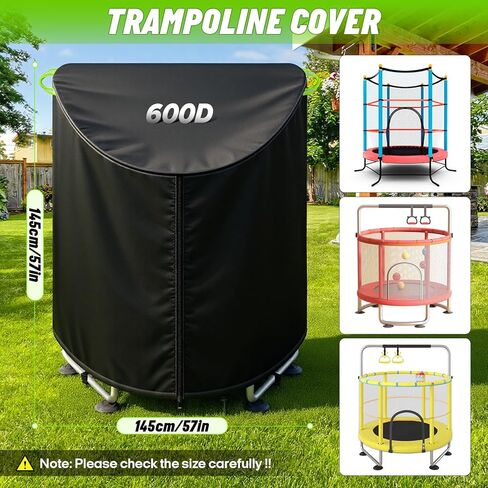 Mini Trampoline Cover 55 Inch, Heavy Duty 600D Oxford Waterproof UV Resistant Windproof Round Trampolines Cover, Outdoor Toddler Trampolines Protect Covers with Drawstring & Buckles in Kuwait