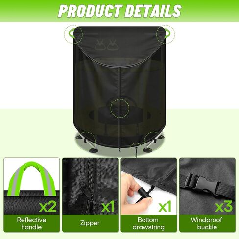 Mini Trampoline Cover 55 Inch, Heavy Duty 600D Oxford Waterproof UV Resistant Windproof Round Trampolines Cover, Outdoor Toddler Trampolines Protect Covers with Drawstring & Buckles in Kuwait