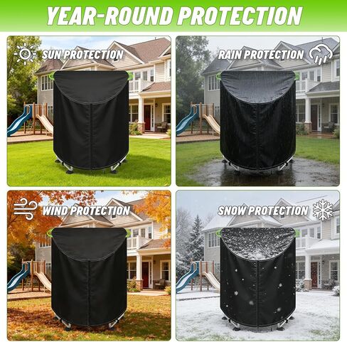 Mini Trampoline Cover 55 Inch, Heavy Duty 600D Oxford Waterproof UV Resistant Windproof Round Trampolines Cover, Outdoor Toddler Trampolines Protect Covers with Drawstring & Buckles in Kuwait