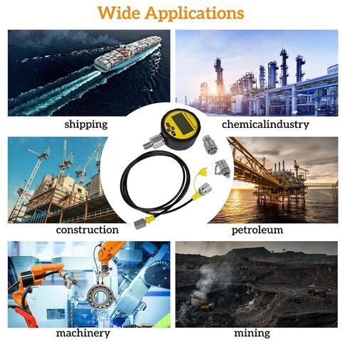 10000PSI Hydraulic Pressure Test Kit - Digital Pressure Gauge with 1.6m Hose & 2 Couplings, 1/4" NPT Connector, 700 BAR/70 MPa, for Excavators and Industrial Applications Mixizap in Kuwait