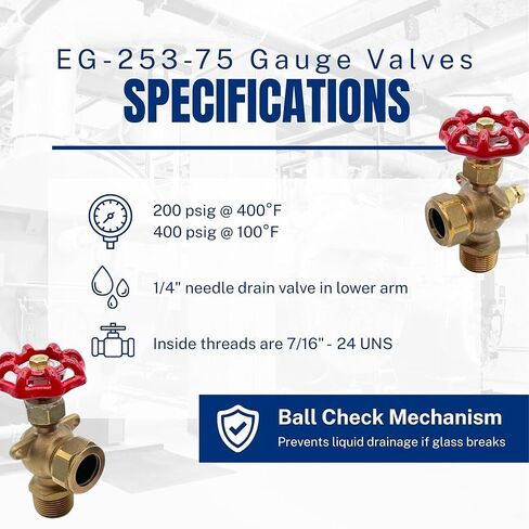 مجموعة قياس المياه البرونزية ذات النمط الثقيل من سلسلة EG-200 (EG-253-75 مقاس الأنبوب: 3/4 بوصة زجاج O.D. 3/4 بوصة) in Kuwait