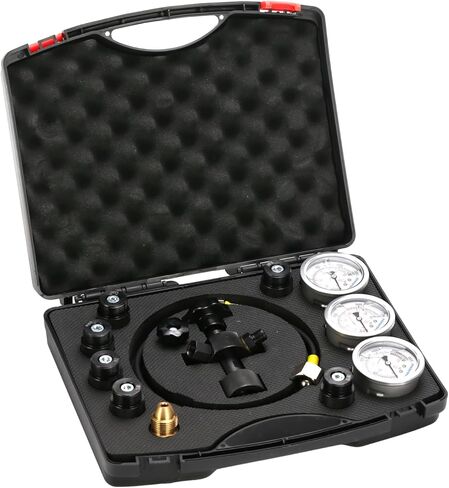 MEASUREMAN Nitrogen Accumulator Charging Kit, 1500-6000 PSI with 3 Precision Gauges, 6 Adapters for M28*1.5, UNF 5/8 & 1/2, Professional Hydraulic Tool Set for Pressure Testing in Saudi Arabia