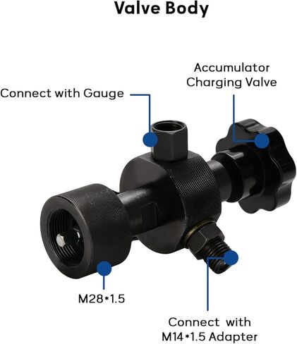 MEASUREMAN Nitrogen Accumulator Charging Kit, 1500-6000 PSI with 3 Precision Gauges, 6 Adapters for M28*1.5, UNF 5/8 & 1/2, Professional Hydraulic Tool Set for Pressure Testing in Saudi Arabia