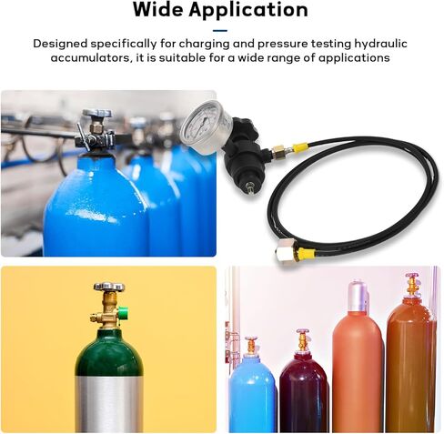 MEASUREMAN Nitrogen Accumulator Charging Kit, 1500-6000 PSI with 3 Precision Gauges, 6 Adapters for M28*1.5, UNF 5/8 & 1/2, Professional Hydraulic Tool Set for Pressure Testing in Saudi Arabia