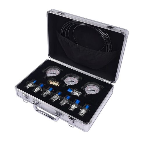 Hydraulic Pressure Test Kit, 25/40/60Mpa with 9 Couplings & 3 Hoses, Hydraulic Gauge Tester for Excavator, Construction Machinery, Mixizap in Kuwait