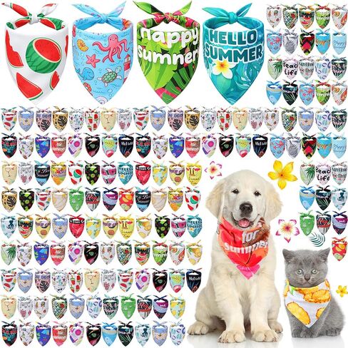 Kacctyen 100 Pcs St. Patrick's Day Dog Pet Bandanas Bulk Dog Scarf Puppy Bibs Seasonal Pet Accessaries Adjustable Dog Cat Outfit Cute Washable Triangle Kerchief for Small to Medium Pet in Kuwait