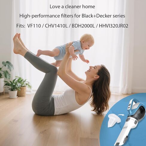 4 قطع بديلة من الفلتر للمكنسة الكهربائية اللاسلكية المحمولة بلاك اند ديكر AdvancedClean VF110 CHV1410L BDH2000L HHVI320JR02، فلاتر مدمجة للحيوانات الأليفة والسيارة اليدوية in Kuwait