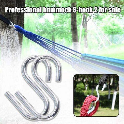 2 Pack Heavy Duty S Hooks,Stainless Steel Swing Hammock Hooks,S Hook for Hanging Hammock Stand Swing Plants,Fishing Hiking Utility Hook,S-Shape-Hooks in Kuwait