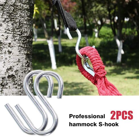 2 Pack Heavy Duty S Hooks,Stainless Steel Swing Hammock Hooks,S Hook for Hanging Hammock Stand Swing Plants,Fishing Hiking Utility Hook,S-Shape-Hooks in Saudi Arabia