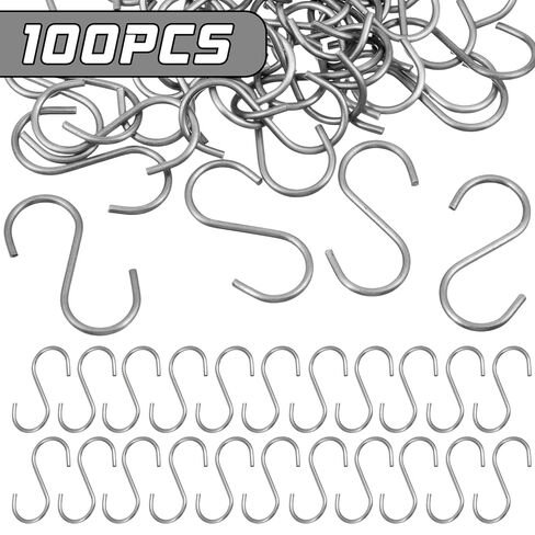 Thinp 40 قطعة خطافات صغيرة على شكل حرف S للتعليق، 1-1/2 خطاف من الفولاذ المقاوم للصدأ على شكل حرف S، خطاف صغير للخدمة الشاقة، شماعات صغيرة على شكل حرف S لتزيين عيد الميلاد، علامات سلسلة مفاتيح مجوهرات مصنوعة يدويًا (فضي) in Kuwait