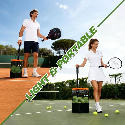 قادوس كرة التنس وأداة التقاط كرة المخلل، وعاء تجميع الكرات يحمل 60 كرة تنس أو 50 كرة مخلل، مقبض قابل للتعديل، مسترد كرة زنبركية شديدة التحمل للتدريب وممارسة المحكمة in Kuwait