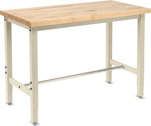 Global Industrial 48" W x 24" D Adjustable Height Workbench Return, 1-3/4" Thick Maple Block Square Edge, Tan in Saudi Arabia