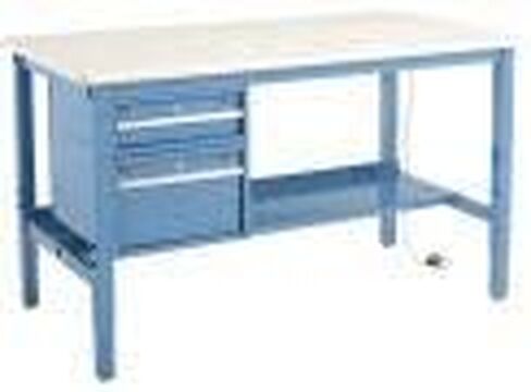 Global Industrial 72" W x 30" D Workbench, 1-1/4" Thick ESD Laminate Safety Edge with Drawers & Shelf, Blue in Saudi Arabia