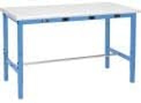 Global Industrial 72" Wx36 D Adjustable Height Workbench, Power Apron, 1-5/8" Thick Plastic Laminate Safety Edge, Blue in Saudi Arabia