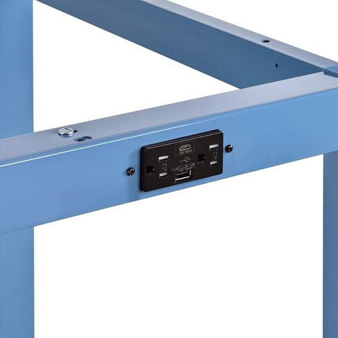 Global Industrial 72" Wx36 D Adjustable Height Workbench, Power Apron, 1-5/8" Thick Plastic Laminate Safety Edge, Blue in Saudi Arabia