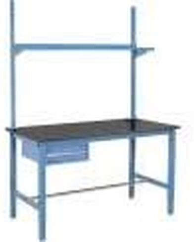 Global Industrial 72" W x 36" D Workbench, 1-5/8" Thick Phenolic Resin Safety Edge with Drawer, Upright & Shelf, Blue in Saudi Arabia