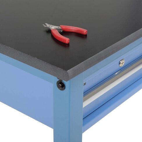 Global Industrial 72" W x 36" D Workbench, 1-5/8" Thick Phenolic Resin Safety Edge with Drawer, Upright & Shelf, Blue in Saudi Arabia