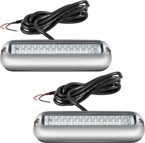 أضواء القارب البحرية LED، 5 بوصة 2000LM 42LED ضوء رافدة مقاوم للماء، حامل سطحي مصمم لليخوت، المراكب الشراعية، العائمة، العارضة، أضواء سطح القارب (أبيض 2 قطعة، 10-30 فولت، IP68) in Kuwait