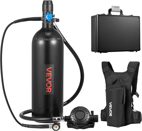 VEVOR Mini Scuba Tank، خزان غوص محمول سعة 1.9 لتر للتنفس تحت الماء، أسطوانة غوص الرئة قابلة لإعادة الاستخدام لمدة تصل إلى 35 دقيقة من وقت الغوص، زجاجة مهر الإنقاذ في حالات الطوارئ مع حقيبة ظهر وحقيبة للغطس in Saudi Arabia