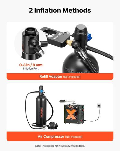 VEVOR Mini Scuba Tank، خزان غوص محمول سعة 1.9 لتر للتنفس تحت الماء، أسطوانة غوص الرئة قابلة لإعادة الاستخدام لمدة تصل إلى 35 دقيقة من وقت الغوص، زجاجة مهر الإنقاذ في حالات الطوارئ مع حقيبة ظهر وحقيبة للغطس in Saudi Arabia