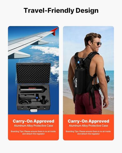 VEVOR Mini Scuba Tank، خزان غوص محمول سعة 1.9 لتر للتنفس تحت الماء، أسطوانة غوص الرئة قابلة لإعادة الاستخدام لمدة تصل إلى 35 دقيقة من وقت الغوص، زجاجة مهر الإنقاذ في حالات الطوارئ مع حقيبة ظهر وحقيبة للغطس in Saudi Arabia