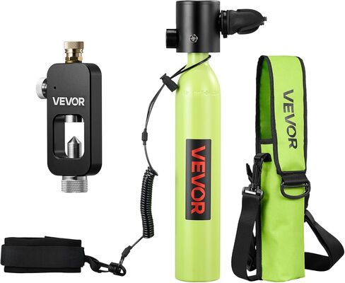 VEVOR Mini Scuba Tank, 0.5L Portable Diving Tank for Underwater Breathing, Reusable Lung Diving Cylinder up to 10 Minutes Dive Time, Emergency Rescue Pony Bottle with Refill Adapter for Snorkeling in Saudi Arabia