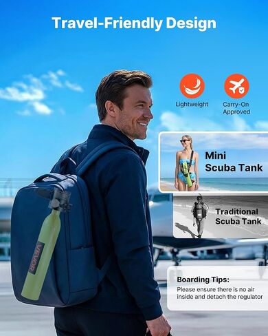 VEVOR Mini Scuba Tank, 0.5L Portable Diving Tank for Underwater Breathing, Reusable Lung Diving Cylinder up to 10 Minutes Dive Time, Emergency Rescue Pony Bottle with Refill Adapter for Snorkeling in Saudi Arabia