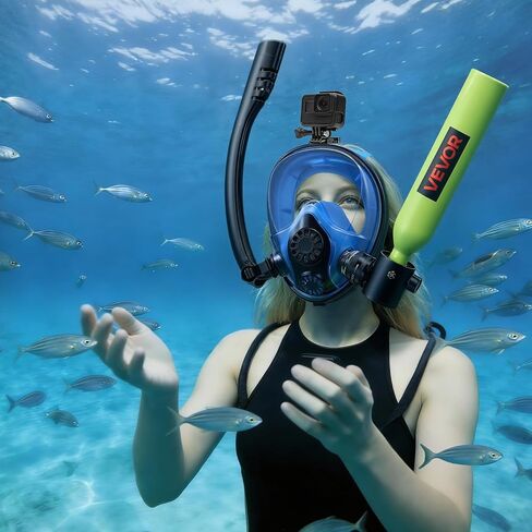 VEVOR Mini Scuba Tank, 0.5L Portable Diving Tank for Underwater Breathing, Reusable Lung Diving Cylinder up to 10 Minutes Dive Time, Emergency Rescue Pony Bottle with Refill Adapter for Snorkeling in Saudi Arabia