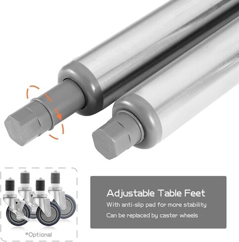 طاولة من الفولاذ المقاوم للصدأ للإعداد والعمل مقاس 60 × 24 بوصة، 5 أقدام، طاولة معدنية شديدة التحمل مع رف سفلي قابل للتعديل للمطبخ التجاري، المطعم، المنزل، الفندق، غرفة الغسيل، المرآب، ورش العمل in Kuwait