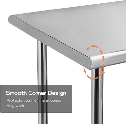 طاولة من الفولاذ المقاوم للصدأ للإعداد والعمل مقاس 60 × 24 بوصة، 5 أقدام، طاولة معدنية شديدة التحمل مع رف سفلي قابل للتعديل للمطبخ التجاري، المطعم، المنزل، الفندق، غرفة الغسيل، المرآب، ورش العمل in Kuwait