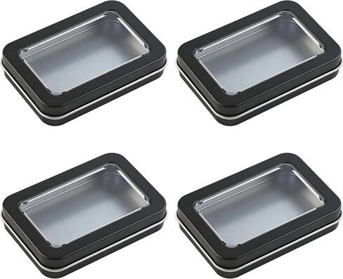 4Pcs Cotton Swab Holder for Travel, Portable Refillable Dental Floss Case Container, Small Floss Picks Box with Transparent Lid for Sewing,Crafts, Storage(Black) in Saudi Arabia