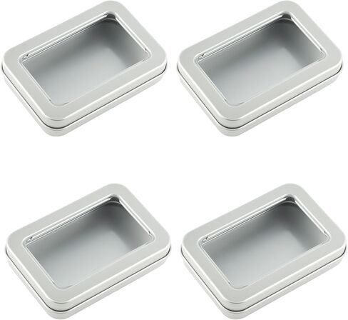 4Pcs Cotton Swab Holder for Travel, Portable Refillable Dental Floss Case Container, Small Floss Picks Box with Transparent Lid for Sewing,Crafts, Storage(Silver) in Saudi Arabia