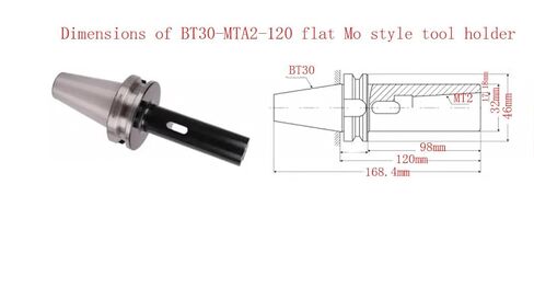 Generic BT30-MTA2-120، مقبض مورس مسطح، الطول الإجمالي: 120 مم، 3 قطعة/الوحدة in Saudi Arabia