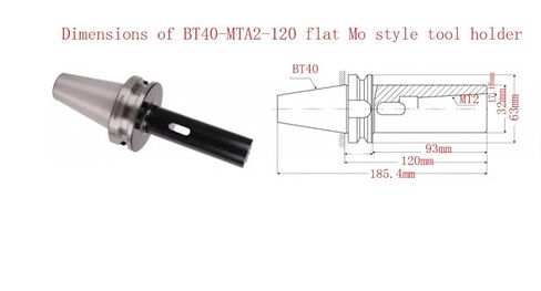 BT40-MTA2، الطول الإجمالي: 120 مم، مقبض مورس مسطح، قطعة واحدة/الوحدة in Kuwait