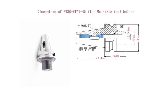 BT30-MTA1، مقبض مورس مسطح، الطول الإجمالي: 45 مم، 5 قطعة/الوحدة in Kuwait