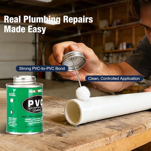 PVC Cement Pipe Glue – Fast Dry Plumbing Solvent Weld Waterproof Clear Finish for PVC Pipe, Vinyl & Inflatable Repair 4.2 fl oz Leak Proof Can in Kuwait