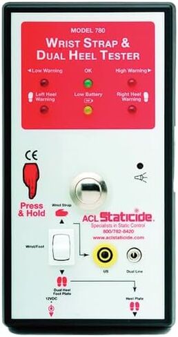 حزام معصم Staticide 781 ومجموعة اختبار الكعب المزدوج، تتضمن جهاز اختبار ولوحة قدم وحامل in Kuwait