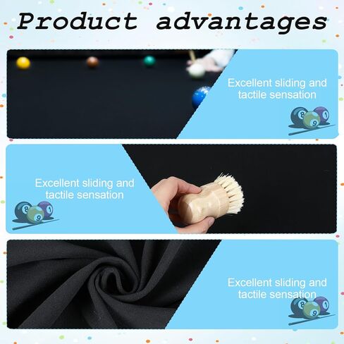 8.5 Feet Pool Table Cloth, 102.4 × 55.1 Inch Black Billiard Cloths Durable Pool Table Felt Replacement Kit with 6 Pcs 52.2 × 6.1 Inch Cloth Strips for Home, Bars, Clubs in Saudi Arabia