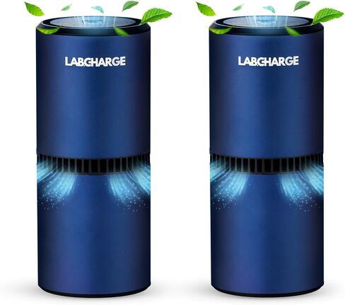Lab Charge Small Ionic Air Purifier for Home & Bedroom – Silent HEPA Filter – Covers 250 Sq Ft - Free Cleaner for Pets, Hair, Smoke, Dust, Odors & Dander – Compact & Blue Design - Pack of 3 in Kuwait