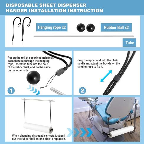 Bed Roll Paper Disposable Sheet Dispenser Hanger Holder Exam Table Paper Hangs Metal Design for Treatment Beds with Removable Armrests, Accommodates 24" Disposable Sheet Rolls in Saudi Arabia