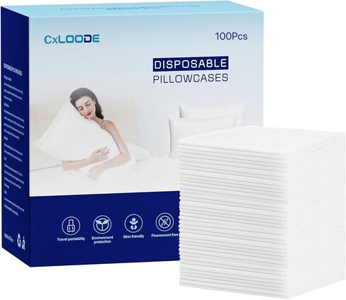 أغطية وسائد للاستعمال مرة واحدة، أغطية وسائد للاستعمال مرة واحدة، أغطية وسائد كبيرة، استخدام واحد للمستشفى الطبي والسفر والمنتجعات الصحية، حجم قياسي، 21 × 33 بوصة، 50 قطعة in Kuwait