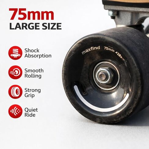 عجلات لوح التزلج maxfind 75 مم 78A - لوح طويل من البولي يوريثين الناعم وعجلات كروزر كهربائية، مجموعة من 4 in Kuwait