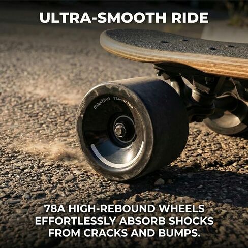 عجلات لوح التزلج maxfind 75 مم 78A - لوح طويل من البولي يوريثين الناعم وعجلات كروزر كهربائية، مجموعة من 4 in Kuwait