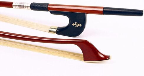 Brazilianwood 1/2 Size Upright Bass Bow Hand-Crafted Unbleached Mongolian Horsehair for Student & Intermediate Double Bass Bow for Rich Tone (1/2-Size High-Handle Bass Bow Ebony Frog 1) in Saudi Arabia